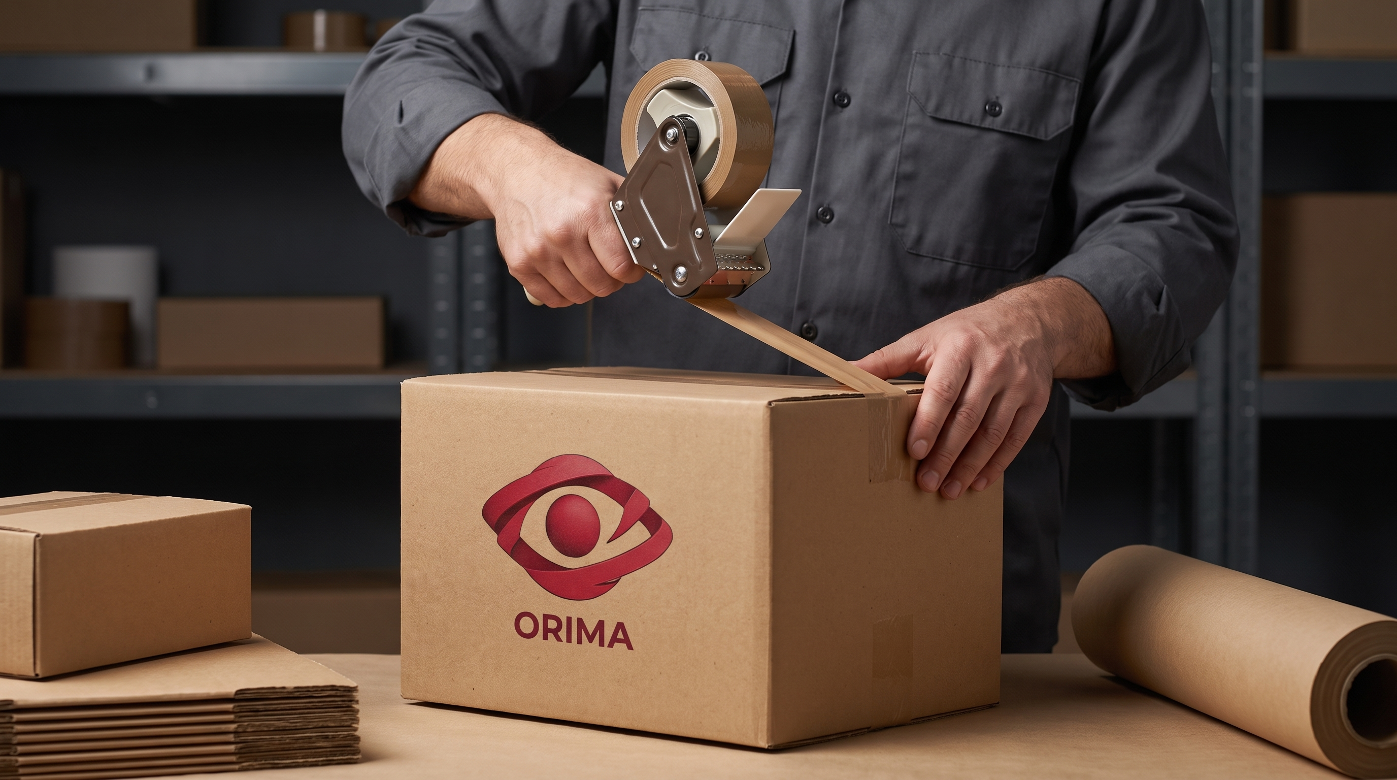 Illustration : une personne prépare un colis ORIMA